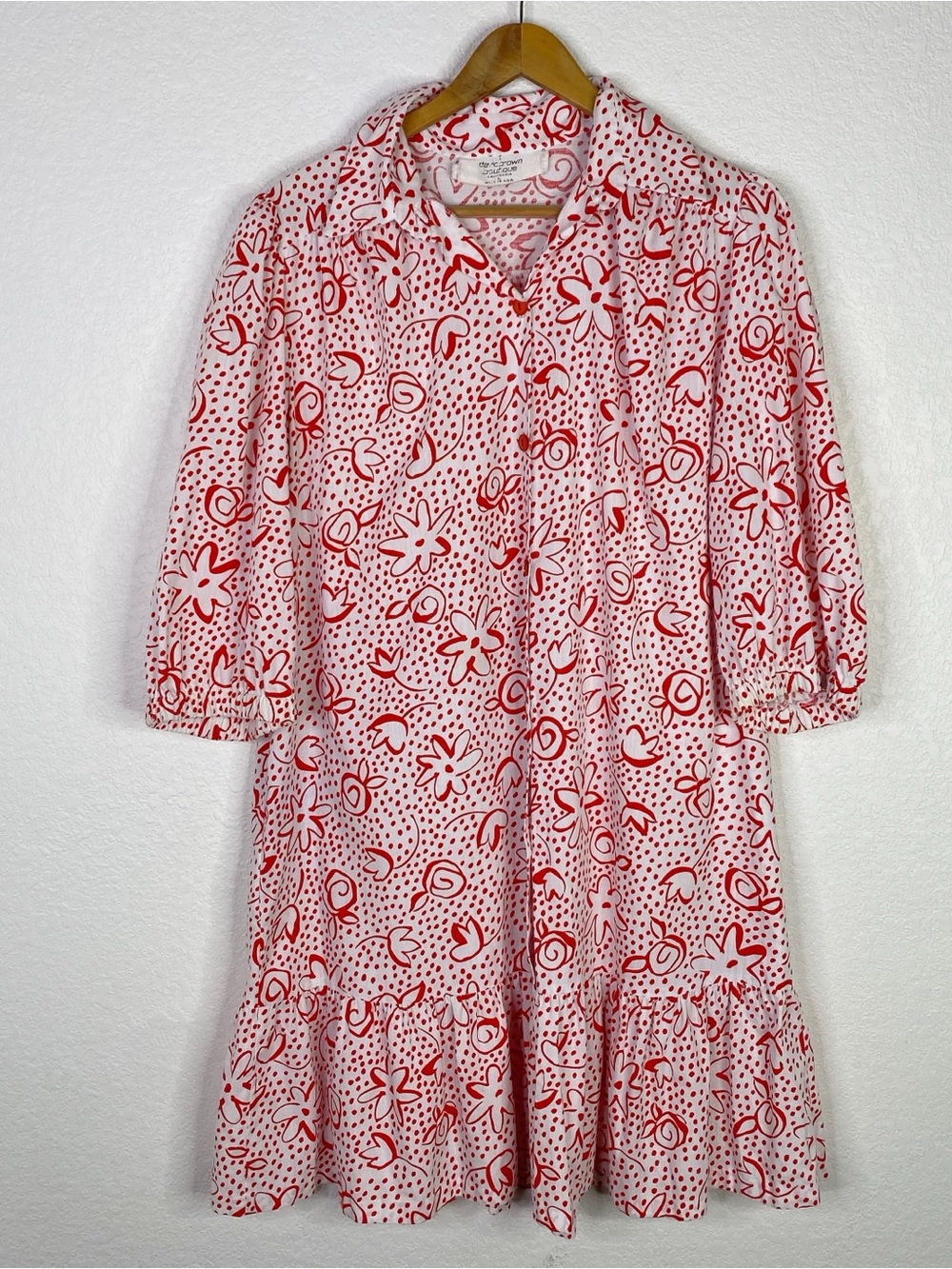 Vintage David Brown Boutique California Red & White Print Dress